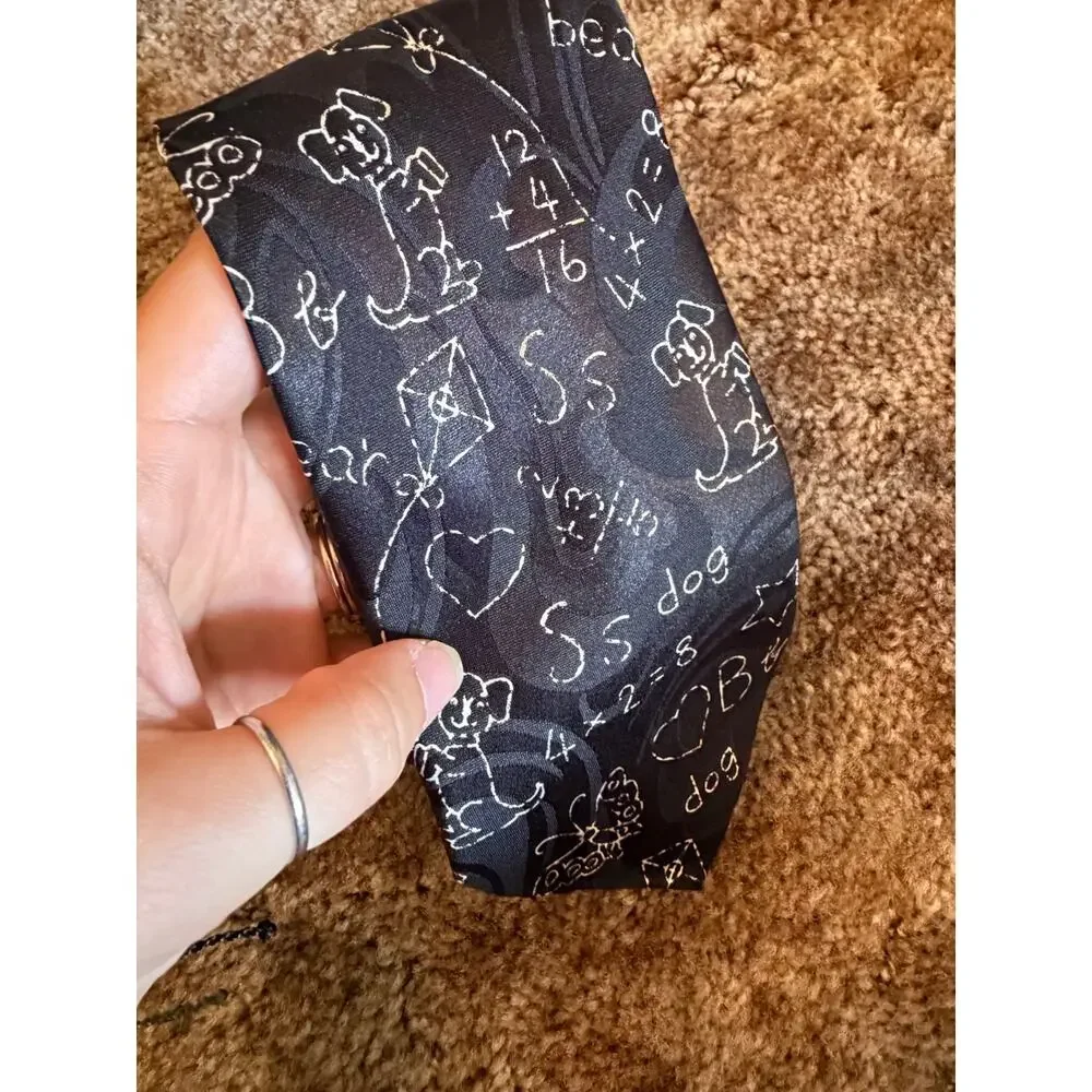 Vintage Steven Harris Novelty Math & School Teacher Necktie - Black Chalkboard